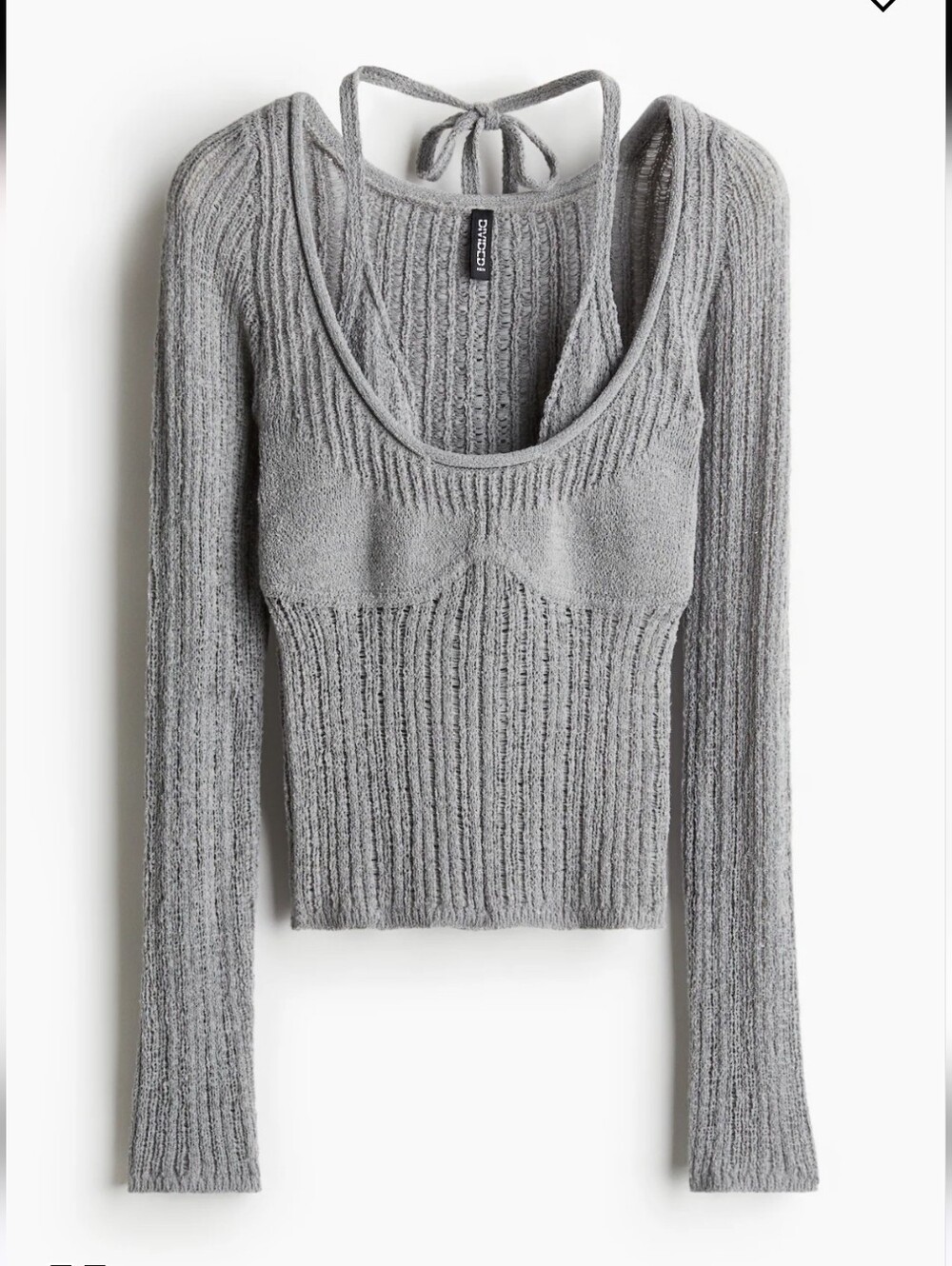 H&M Ladder Stitch Halter Long Sleeve Size Small